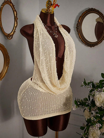 Joskaa Ribbed Knit Backless Sleeveless Bodycon Mini Dress - mini dress image 3