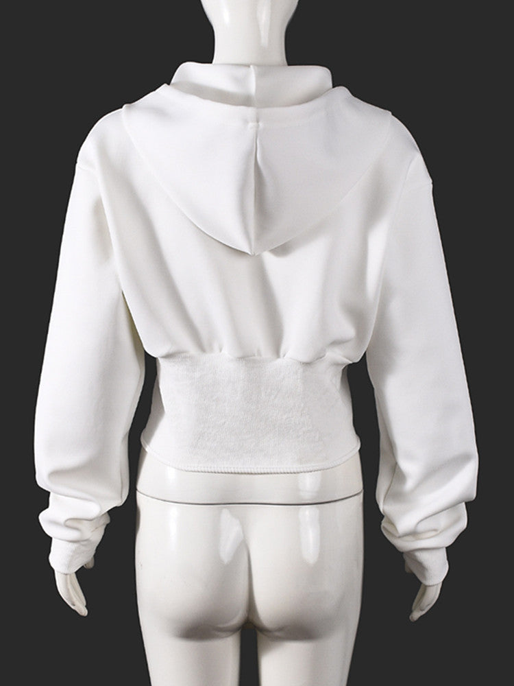 Joskaa Ribbed Knit Hooded Crop Bodycon Jacket - jacket image 4