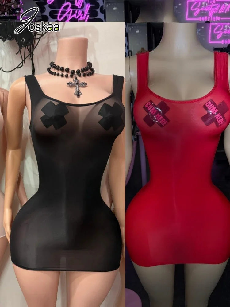 Wholesale Women's Mesh Backless Sleeveless Dress Skin – Front View