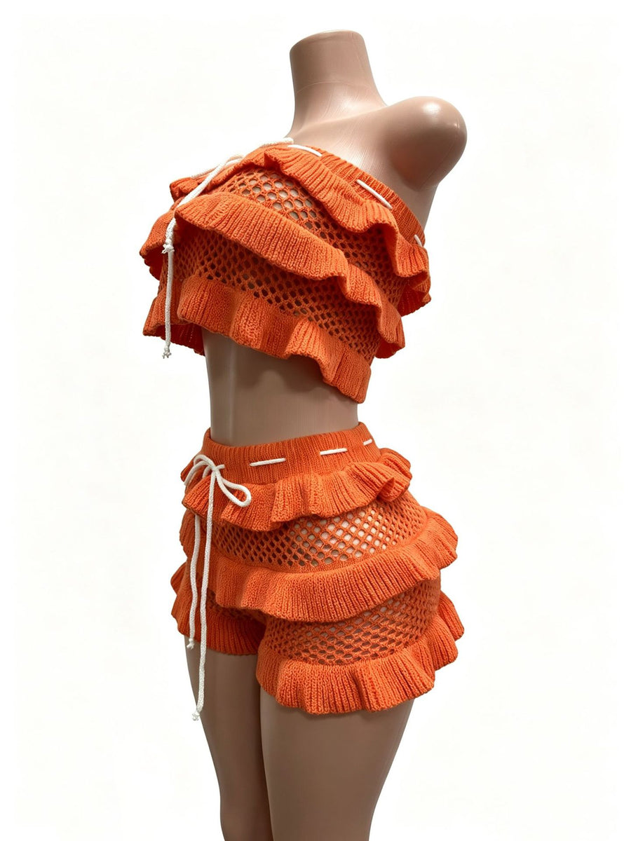 Joskaa Ribbed Knit Strapless Two Piece Set - two piece set image 3