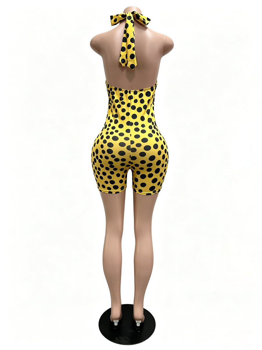 Joskaa Polka Dot Lace Backless Halter Romper - romper image 4
