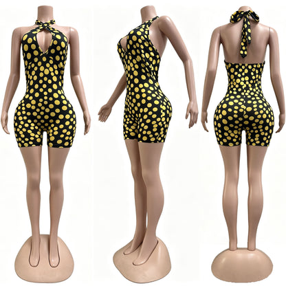 Joskaa Polka Dot Lace Backless Halter Romper - romper image 7