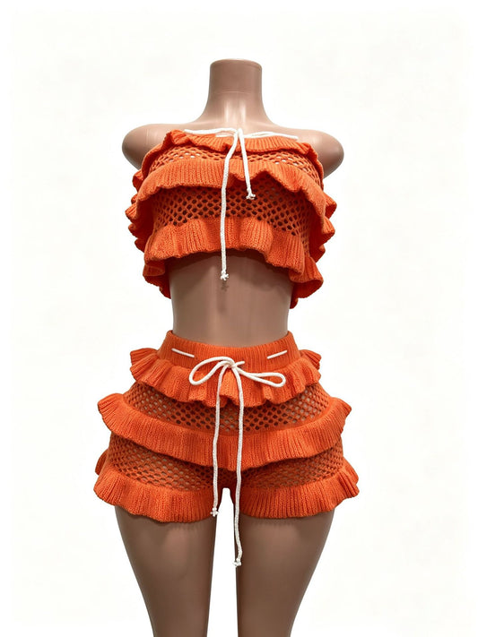 Joskaa Ribbed Knit Strapless Two Piece Set - two piece set image 2