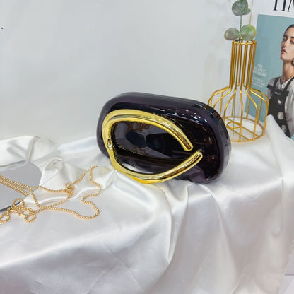 Women's Round Acrylic Evening Clutch Bag - Detail View 15