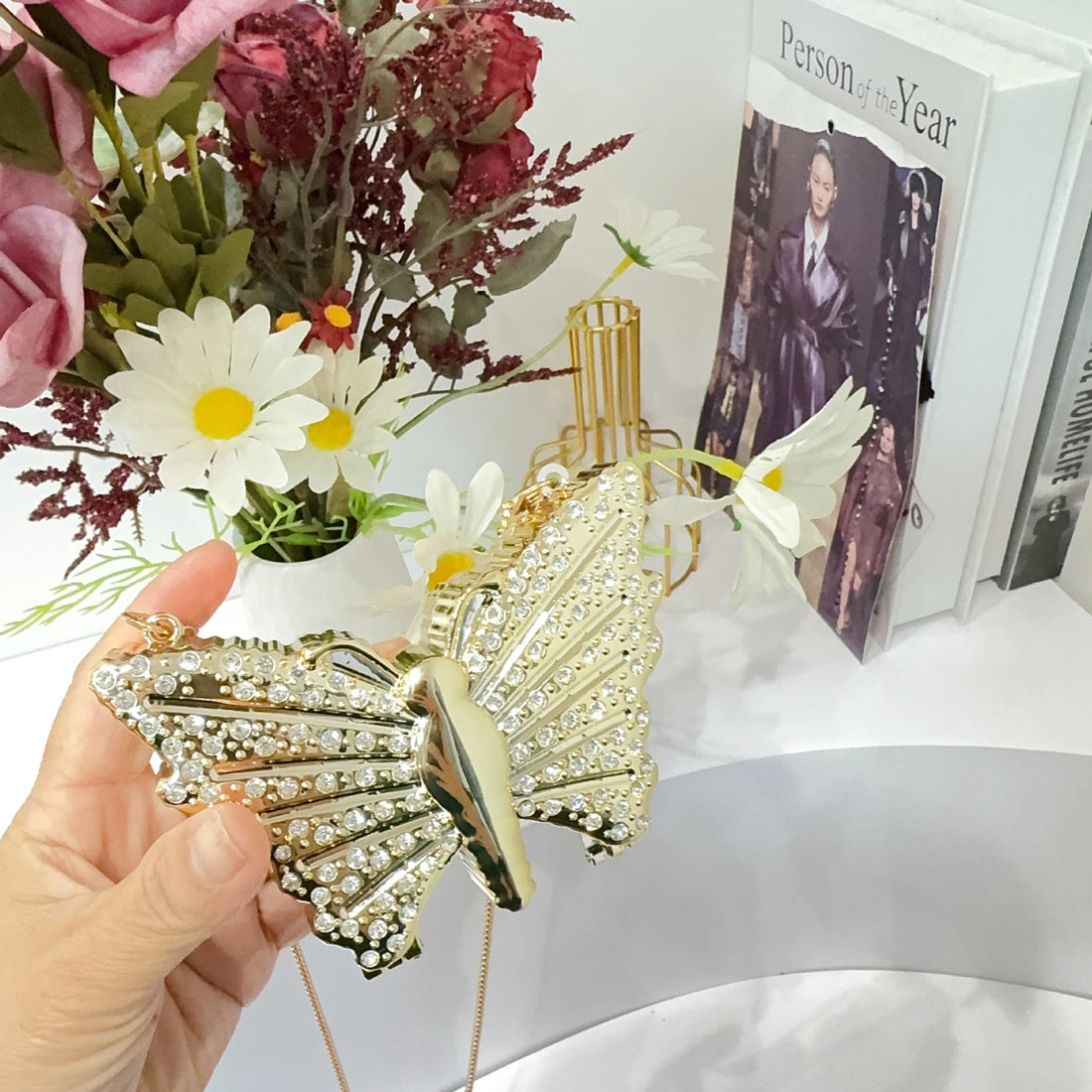 Women's Rhinestone Butterfly Acrylic Mini Handbag - Detail View 3