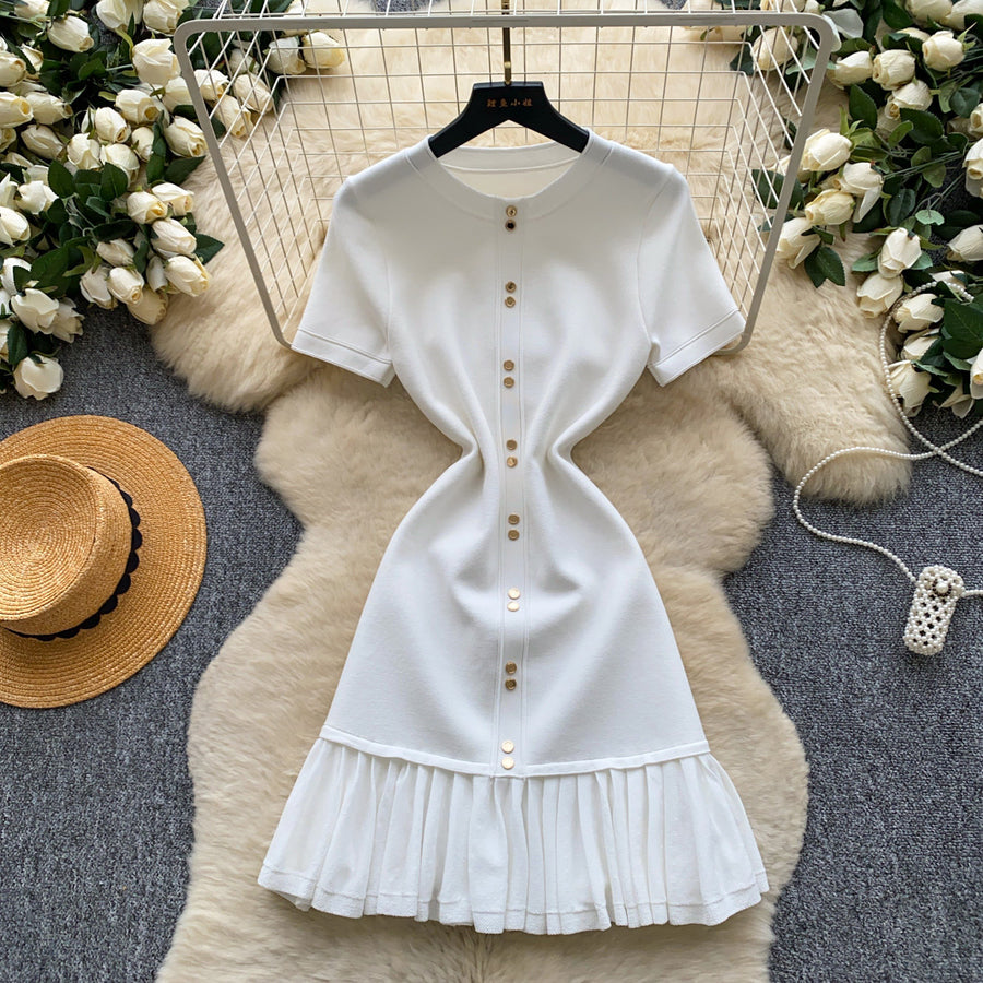 Wholesale Women's Short Sleeve Slim Fit Dress White - Women's Wholesale Fashion - Side View