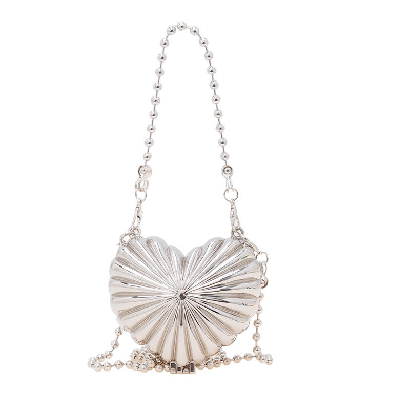 Women's Heart-Shaped Metal Mini Crossbody Bag - Detail View 3