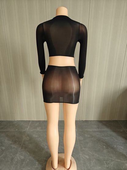 Joskaa Long Sleeve Crop Mini Two Piece Set - two piece set image 6