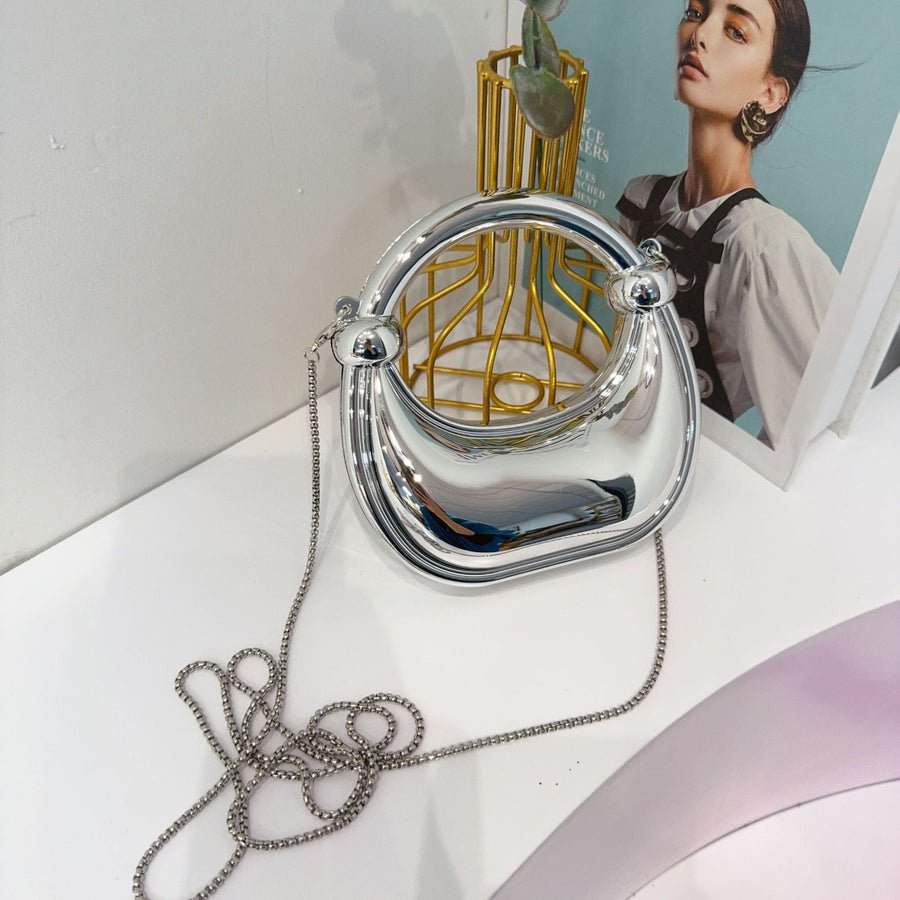 Women's Crescent Acrylic Knot Mini Crossbody Bag - Detail View 4