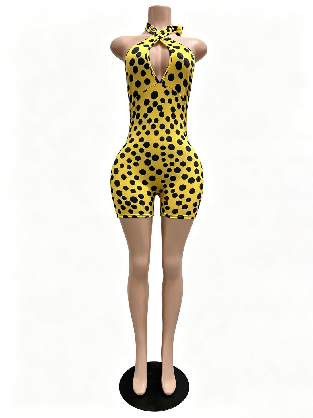 Joskaa Polka Dot Lace Backless Halter Romper - romper image 2