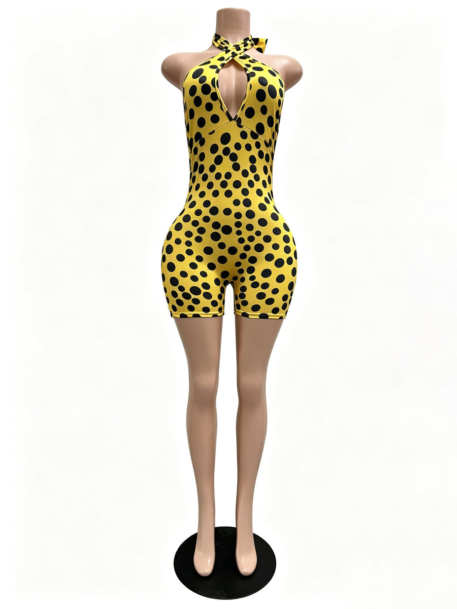 Joskaa Polka Dot Lace Backless Halter Romper - romper image 2