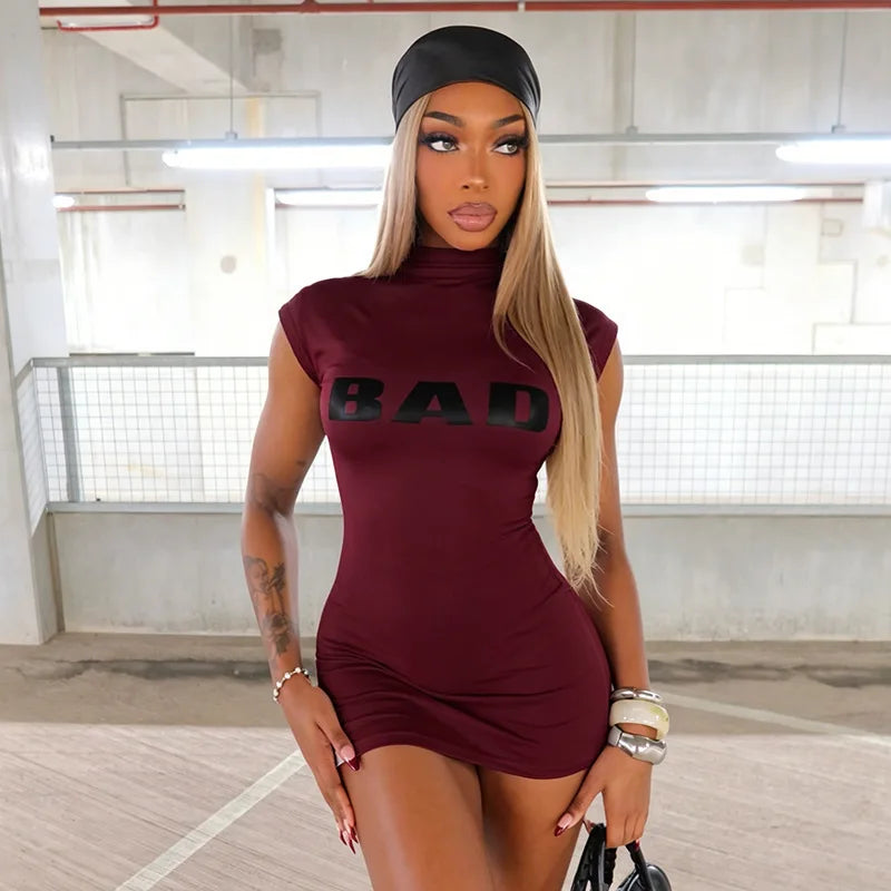 Women's Sleeveless Bodycon Mini Dress Letter - Detail View 10