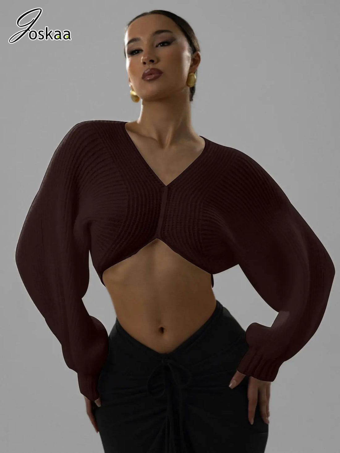 Women's Knit Long Sleeve Ribbed Irregular Knitted Top Creamy White – Back View
