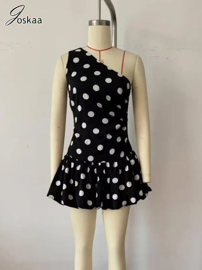 Women's Polka Dot Sleeveless Bodycon Mini Dress As Picture – Front View