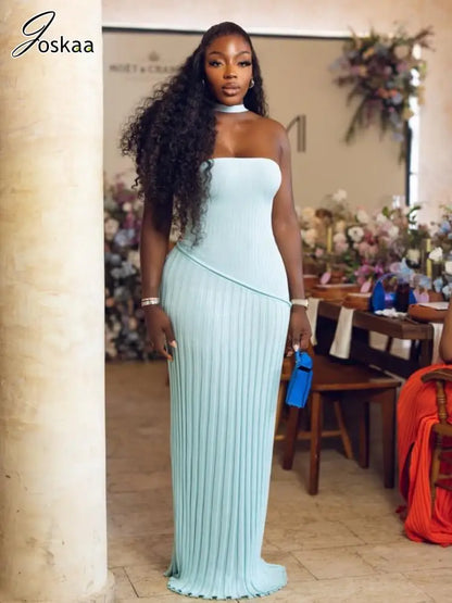Women's Knit Strapless Ribbed Maxi Dress – Women's Fashion Wholesale – Front View