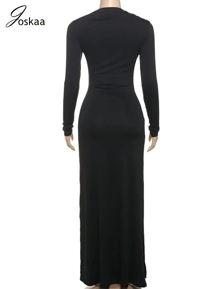 Wholesale Women's Long Sleeve Bodycon Maxi Dress Blue – Detail View