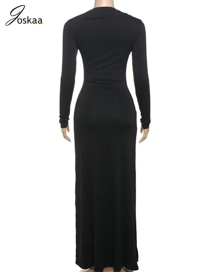 Wholesale Women's Long Sleeve Bodycon Maxi Dress Blue – Detail View