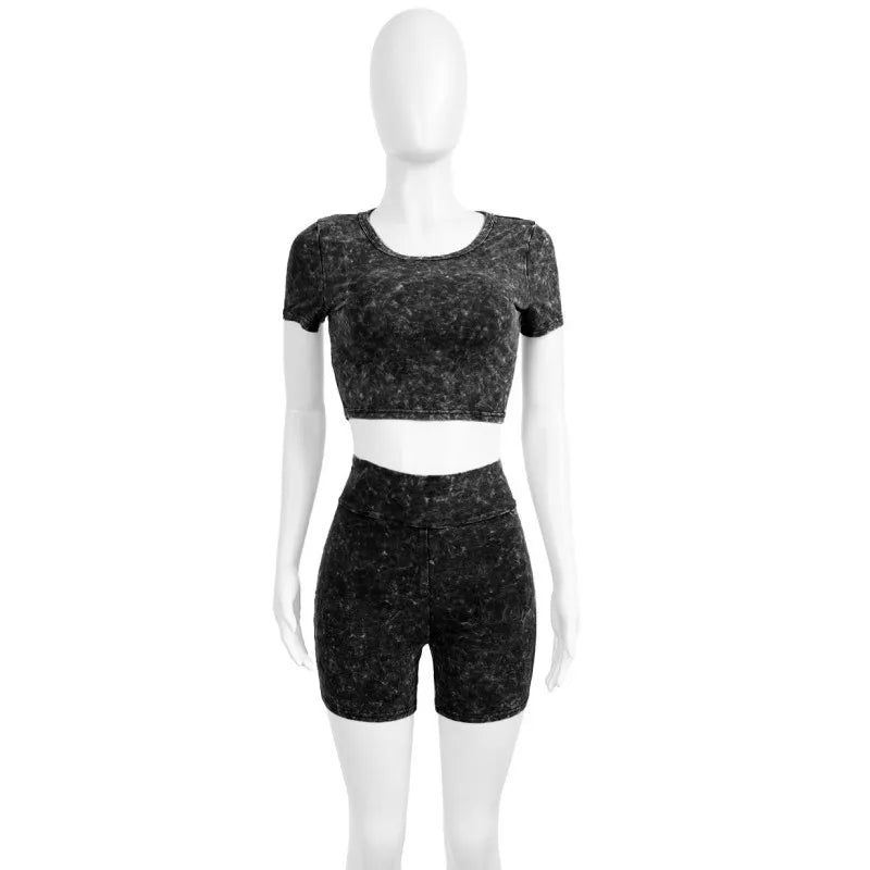 Joskaa Short Sleeve Crop Two Piece Set - two piece set image 5