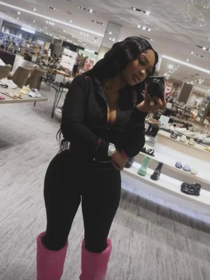 Women's Long Sleeve Flare Hooded Two Piece Set – Women's Fashion Wholesale – Front View
