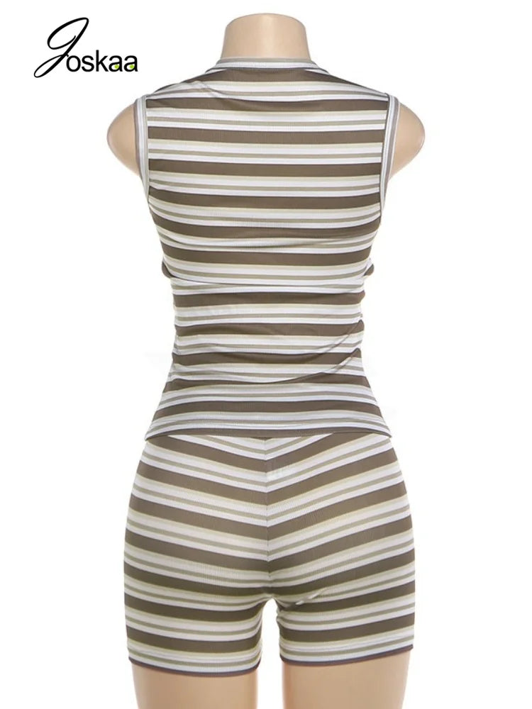 Women's Striped Two Piece Set - Detail View