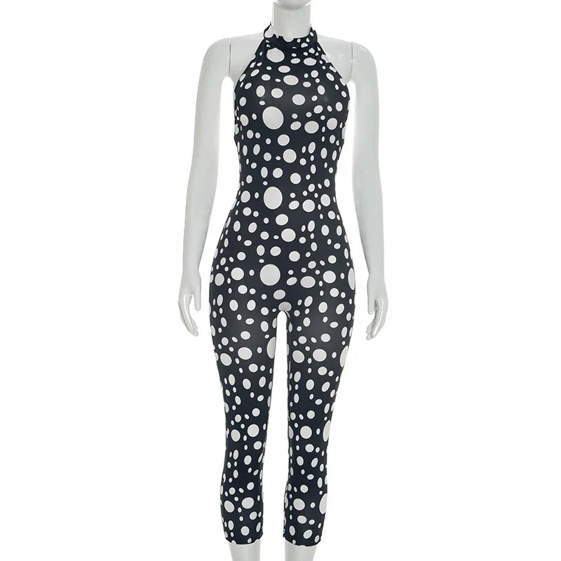 Joskaa Polka Dot Ruched Backless Halter Romper - romper image 6