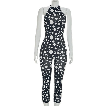 Joskaa Polka Dot Ruched Backless Halter Romper - romper image 6