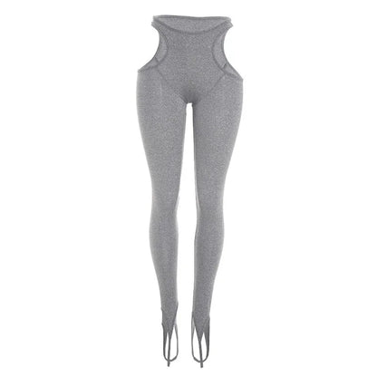 Women's Cutout Bodycon Pants Waist Leggings Foot - Additional View 7