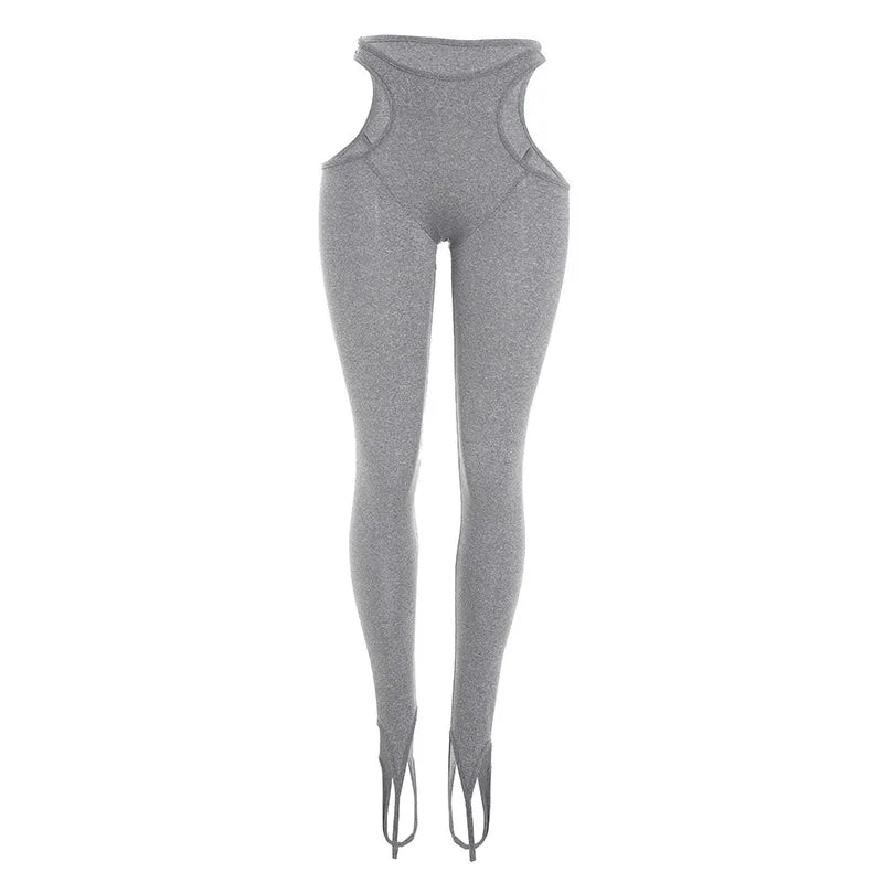 Women's Cutout Bodycon Pants Waist Leggings Foot - Additional View 7