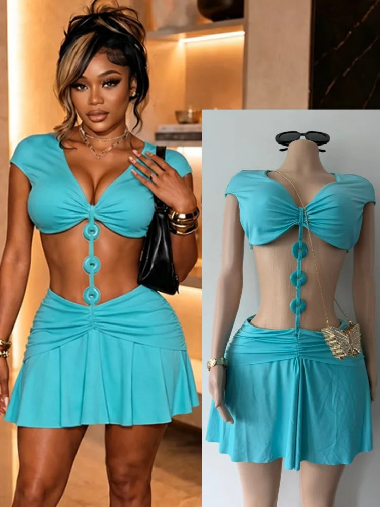 Women's Cutout V-neck Sleeveless Bodycon Mini Dress - Additional View 8