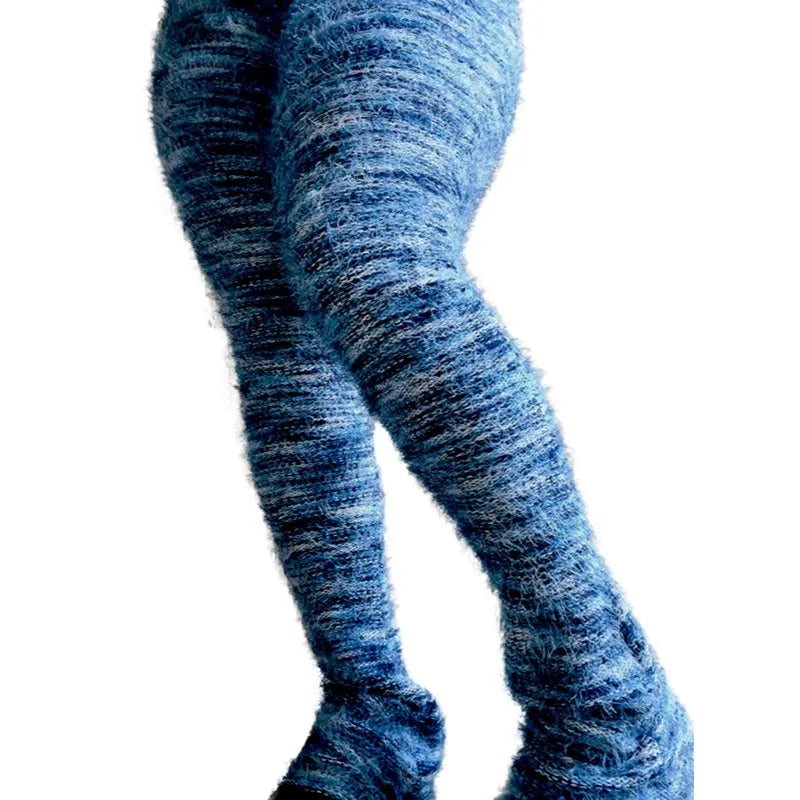 Wholesale Women's Stripe Knit Flare Ribbed Pants