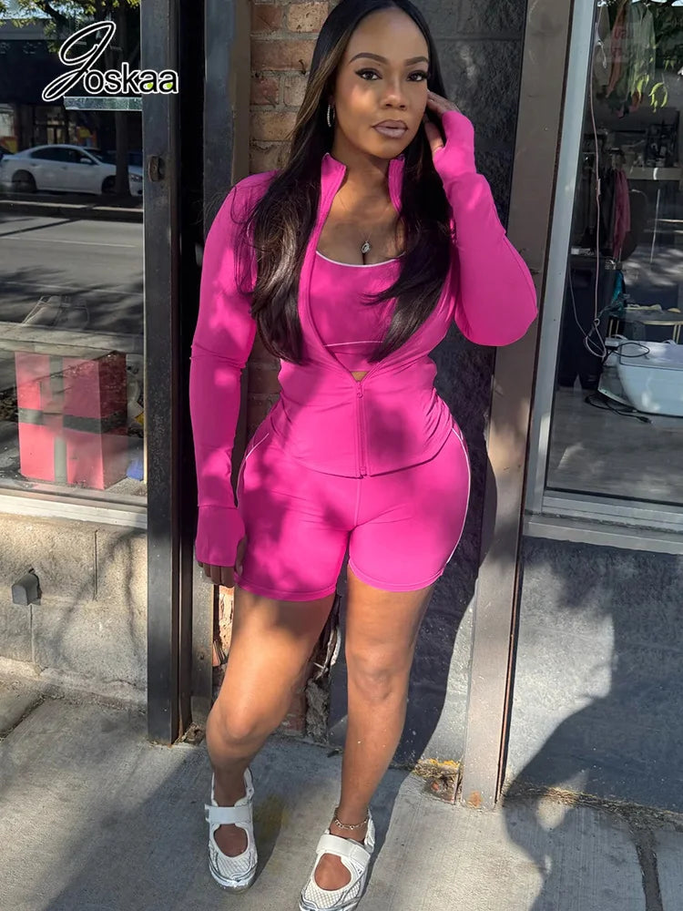 Women's Long Sleeve High Waist Two Piece Set - Front View