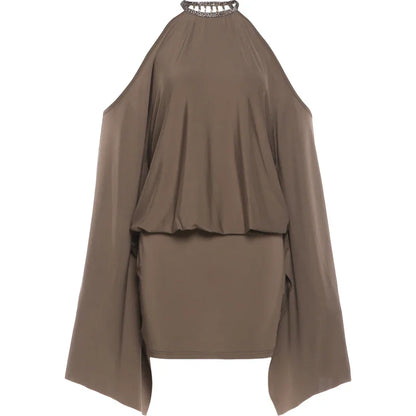 Women's Off Shoulder Backless Bodycon Dress - Detail View 6