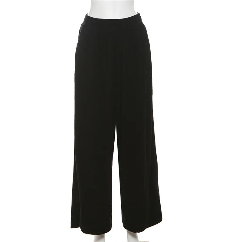 Women's High Waist Flare Wide Leg Solid Pants