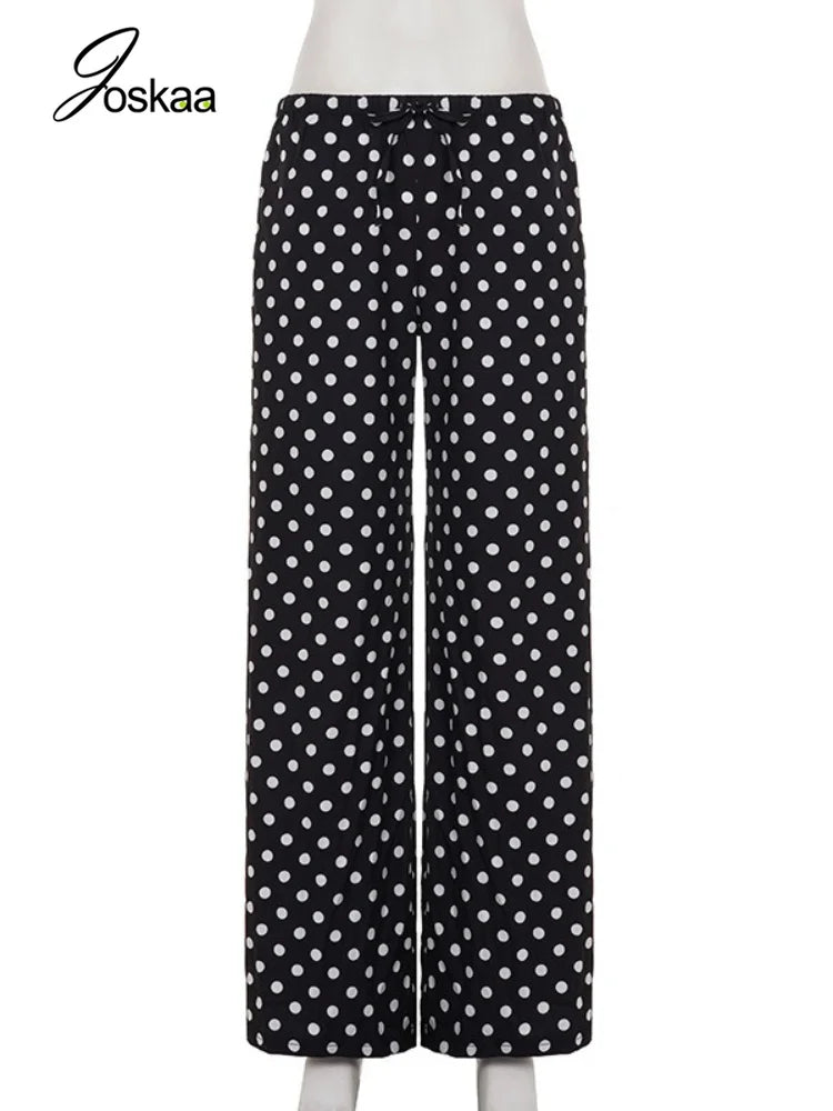 Wholesale Women's Polka Dot Beach Vacation Pants Black – Back View