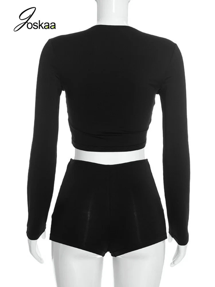 Women's Cutout Long Sleeve Two Piece Set - Detail View