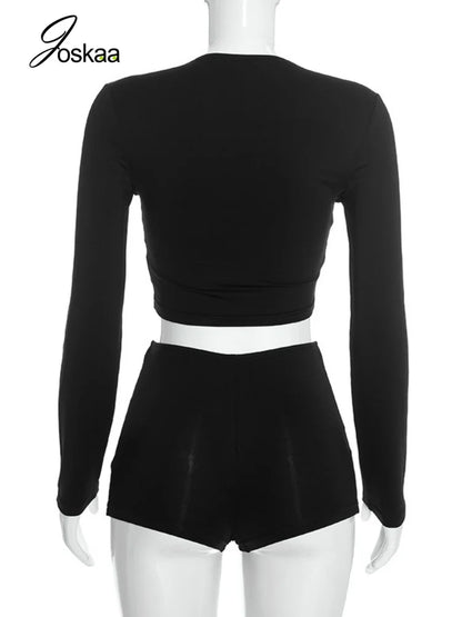 Women's Cutout Long Sleeve Two Piece Set - Detail View