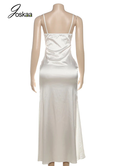 Wholesale Women's Sleeveless Bodycon Maxi Dress White – Detail View