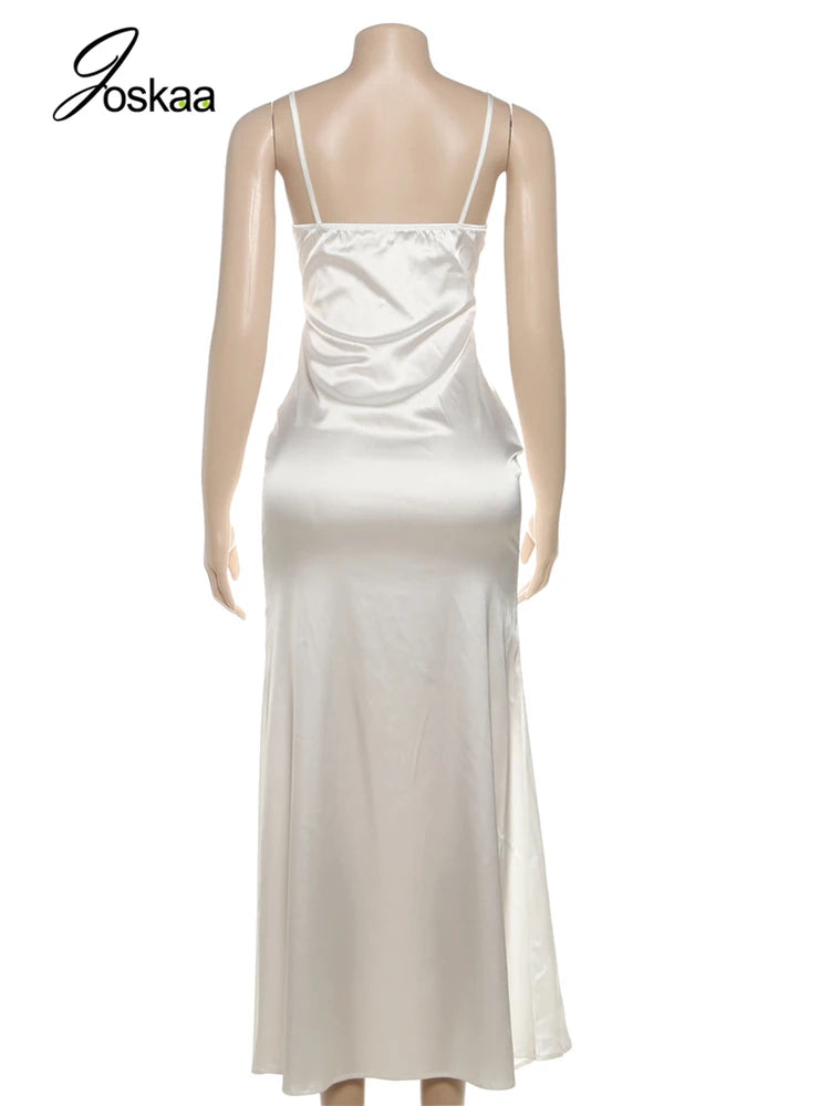 Wholesale Women's Sleeveless Bodycon Maxi Dress White – Detail View