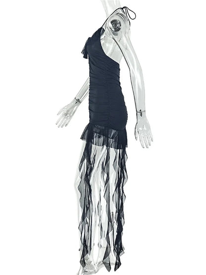 Joskaa Lace Mesh Ruched Backless Mini Dress - mini dress image 3