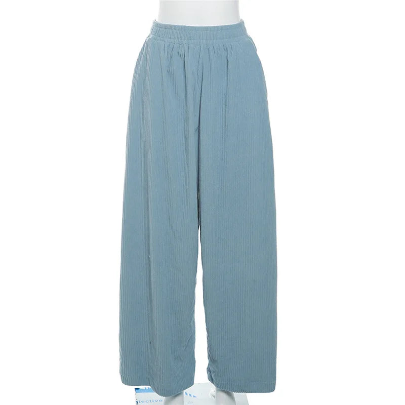 Women's High Waist Flare Wide Leg Solid Pants