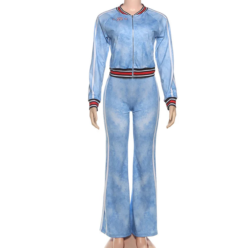 Joskaa Stripe Long Sleeve Flare Two Piece Set - two piece set image 5