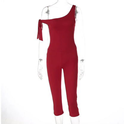 Women's Sleeveless One Shoulder Bodycon Romper - Additional View 11