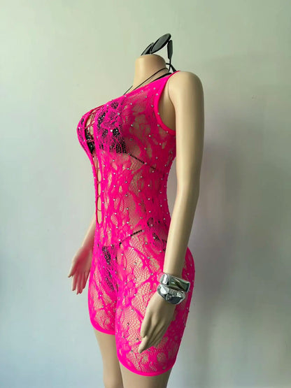 Joskaa Rhinestone Ribbed Knit Bodycon Swimwear - swimwear image 2