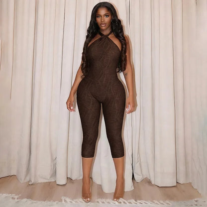Women's Backless Halter Sleeveless Romper