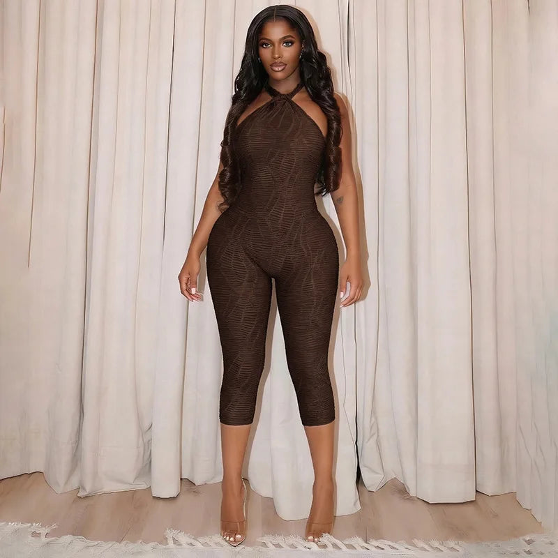 Women's Backless Halter Sleeveless Romper