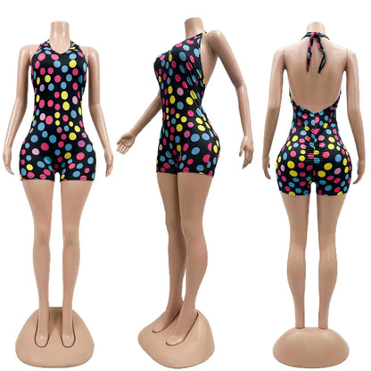 Joskaa Polka Dot Backless Halter Sleeveless Romper - romper image 6