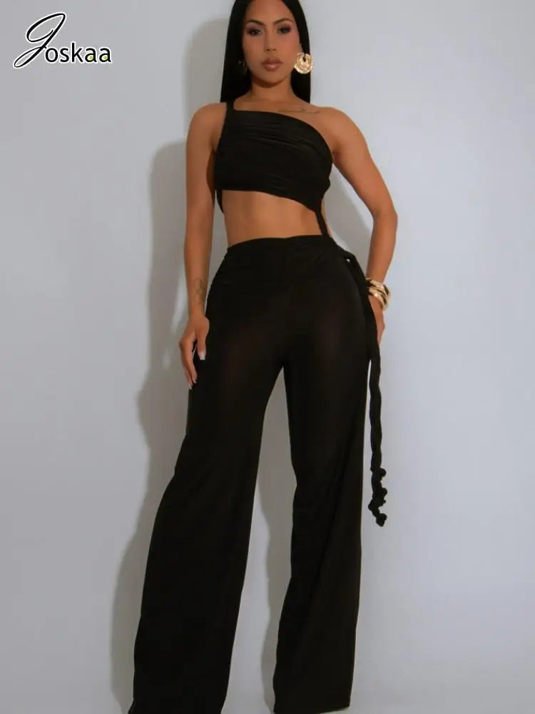 Women's Backless Cutout Halter Wide Leg Romper – Women's Fashion Wholesale – Front View