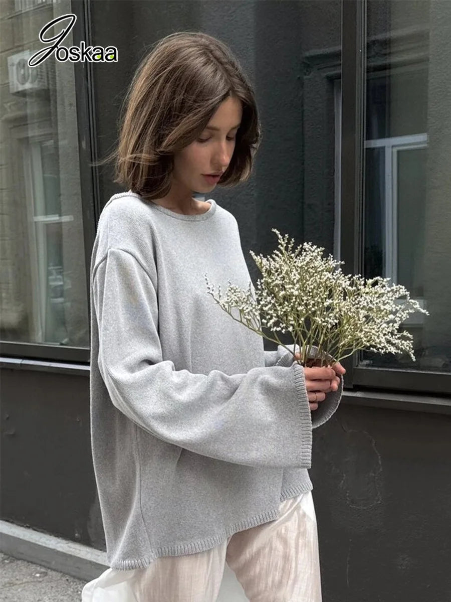 Women's Knit Backless Long Sleeve Ribbed Top Dark Gray – Side View