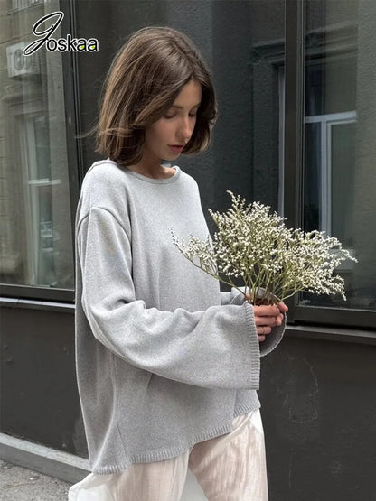 Women's Knit Backless Long Sleeve Ribbed Top Dark Gray – Side View
