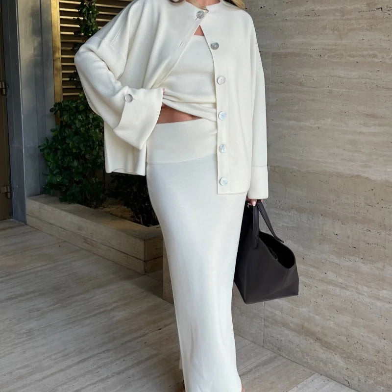 Women's Knit Long Sleeve Maxi Two Piece Set